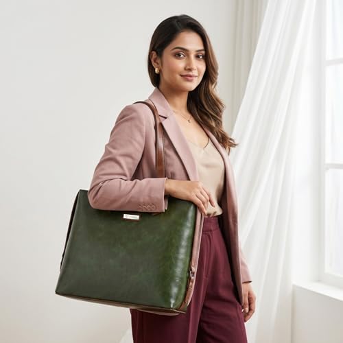Image of VISMIINTREND Stylish Leather Office Laptop Tote Bag for Women| Shoulder Work Hand Bags for Women | College Bag for Girls | Fits 13 inch,14 inch, 15.6 inch Macbook Laptops
