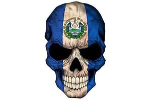 El Salvador Skull Vinyl Sticker: Distinctive Patriotism for Your Ride