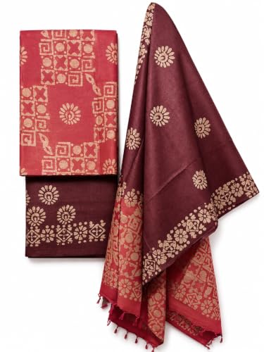 Image of HAIDER ALI AND SONS Women's Cotton Silk Batik Print Unstitched Salwar Suit Dress Material with Dupatta | Bhagalpuri Handloom Fabric | Casual, Office & Festival Wear
