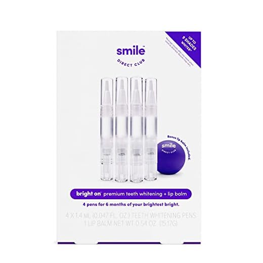 SmileDirectClub Teeth Whitening Kit with Lip Balm - 4 Pack 1.4ml Gel Pens - Professional Strength Hydrogen Peroxide