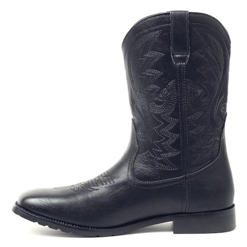 Metrocharm Men'S Cowboy Western-02 Embroidered Square Toe Mid-Calf Boots thumb #3