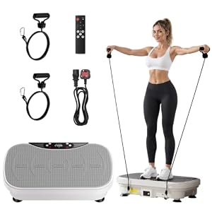 Vibration Plate Exercise Machine, Vibration Plate for Weight Loss Lymphatic Drainage Machine, Vibration Fitness Trainers with Resistance Bands, Vibrating Exercise Equipment for Home Use Gym Equipment