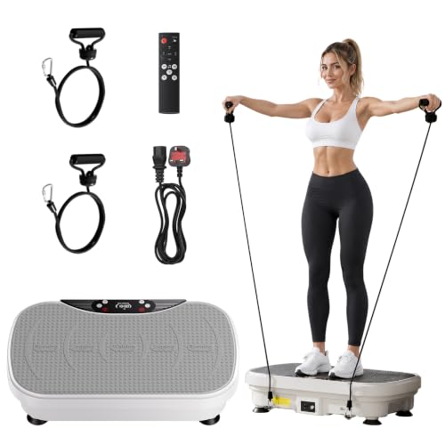 Vibration Plate Exercise Machine, Vibration Plate for Weight Loss Lymphatic Drainage Machine, Vibration Fitness Trainers with Resistance Bands, Vibrating Exercise Equipment for Home Use Gym Equipment