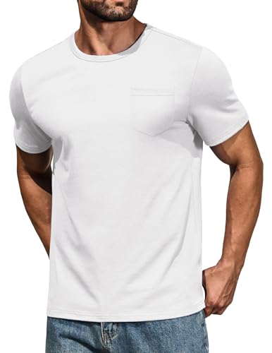 COOFANDY Men's Cotton Pocket Tee Shirts Soft Crew Neck Stretch T Shirt Plain Casual Short Sleeve Summer Basic Tops4