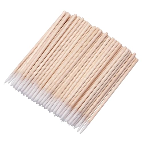 RDNKVB Lot De 300 Cotons-Tiges Avec Manche En BoisMicro Applicateur,7 Cm, En Bois Pour Sourcils, Maquillage, Tatouage, Ongles