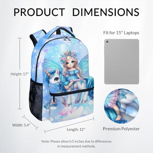 School Backpack for Girls - Unicorn Backpack for Unicorn Lovers - Fairy Kids Bookbag School Supplies for Primary - 17 Inch Durable Toddler School Bag3
