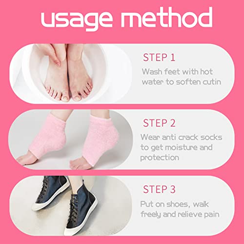 Moisturizing Heel Socks 2 Pairs Moisturizing Silicone Gel Heel, Socks For Dry Hard Cracked Skin Open Toe Comfy Recovery Socks Day Night Care (Blue/Pink) #TOP5