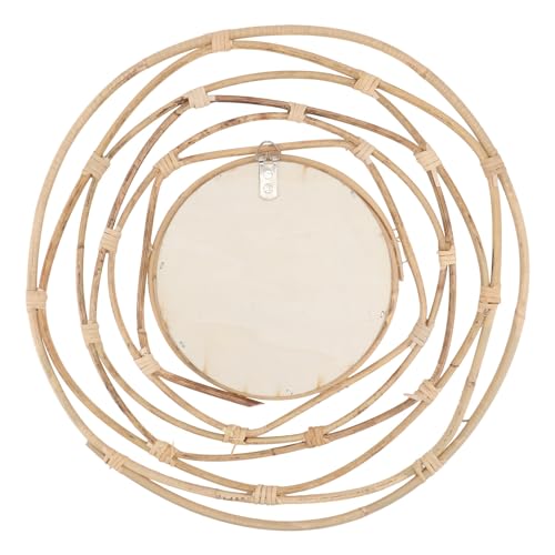 ifundom Espejo Decorativo de Pared Tejido de Madera Estilo Nórdico Color Caqui para Maquillaje y Decoración Minimalista en Dormitorio o Hogar