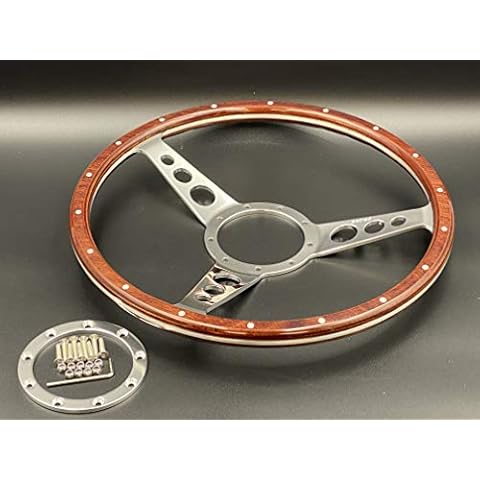 Astrali 14 inch Semi-Dished riveted wood and alloy classic car sports steering wheel, compatible with Moto-Lita and Mountney bosses Cover