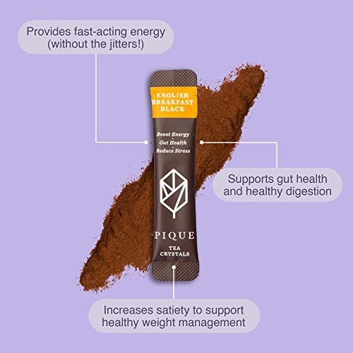 Pique Tea Organic English Breakfast Black Tea Crystals - Immune Support, Gut Health, Fasting - 14 Single Serve Sticks (Pack of 1)