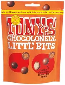 Tony's Chocolonely - Littl’ Bits Chocolate Mix Balls - Mini Milk Caramel Sea Salt Biscuit Chocolates in Sharing Pouch - 100g