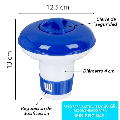 Miniatura 5 de Lolahome Pack De Tabletas Y Dispensador De Cloro Azul Y Blanco - Incluye 50 Tabletas De 20 Gr De 5 Funciones