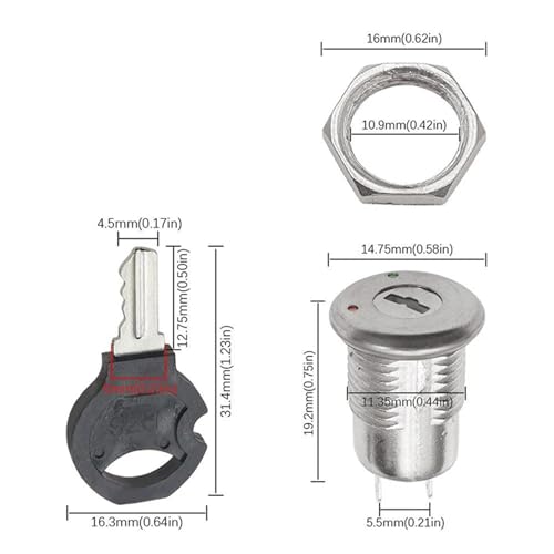 Interruptor de bloqueo S1203 de 12 mm con llave evita giros sueltos en paneles 6