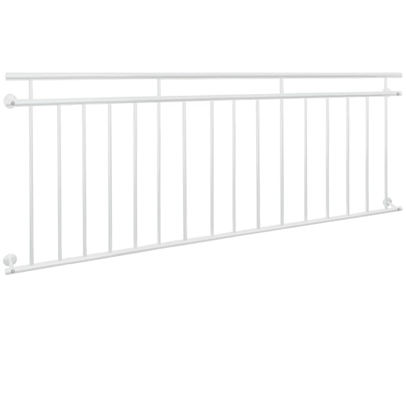 ECD Germany Ringhiera Balcone Francese 90 x 225 cm Bianco Opaco in Acciaio Verniciato a Polvere Supporto Protezione Finestre Griglia Parapetto Balaustra Inferriata a Sbarre 225x90 Recinzione Terrazza