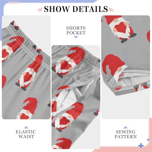 Gnome Red Love Heart Boys Long Pants Soft Trousers Elastic Waist Kids Lounge Bottoms with Pockets S-XL4