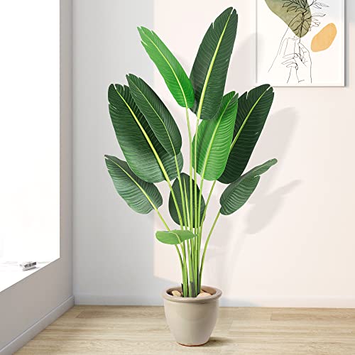Amyove 5 Ft Artificial Tree Bird of Paradise Artificial Plant Faux Plant Palm Tree Artificial Bird of Paradise Plant for Home Decor Indoor Outdoor Office (60inch, 1 Pack)