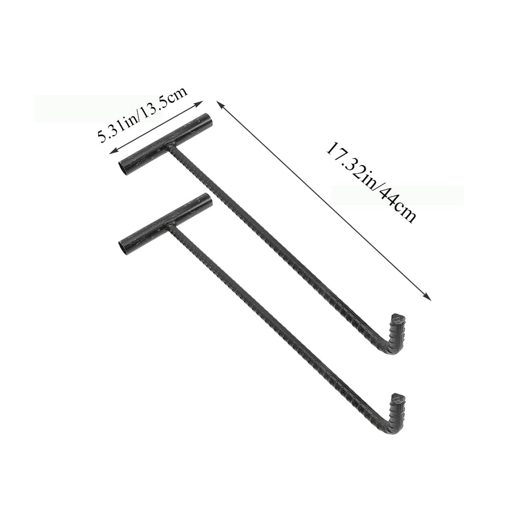 Wensmy 2Pcs Manhole Cover Lifting Hooks Drain Grate Lifter Pull Hook Heavy Duty Non Slip Manhole Cover Lifter Storm Drain Cover Hook 44cm - Image 2