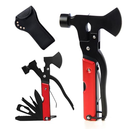 Samos® Regalos origianles para Hombre, Multiherramienta 18 en 1 – Regalo para Hombre Multiusos con Martillo, Hacha, Alicates, Destornillador, etc para Camping, Emergencias y Kit Supervivencia Militar