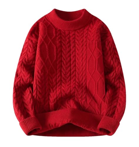 Men's Round Neck Knit Sweater Winter Thick Knitted Pullover Long Sleeve Top