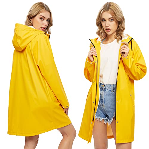 UNIQUEBELLA Upgrade Damen Regenjacke Wasserdicht Regenmantel Winddicht Wetterfest Übergangsjacke Mit Kapuze Mantel Jacke Outdoor