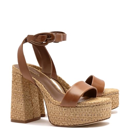 Dolly Verona Sandal In Caramel Leather And Natural Raffia2