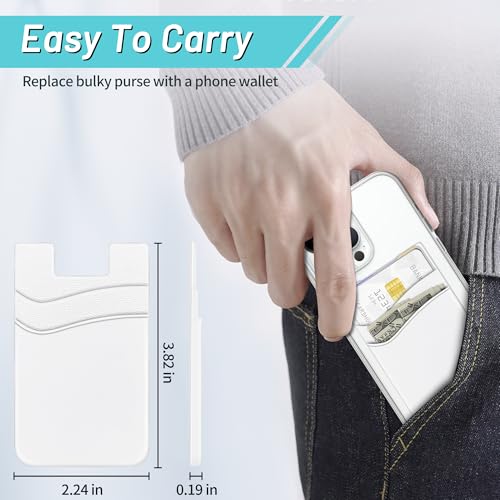 Image of SHANSHUI Phone Wallet, 6 Pack Card Holder for Back of Phone Double Silicone Credit Business Card Sleeve Pocket Compatible for iPhone and Every Smartphones