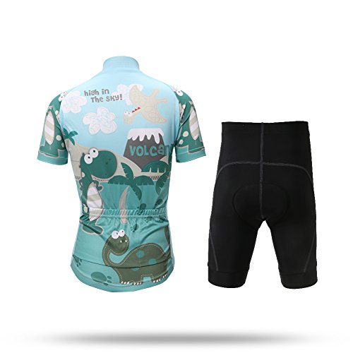Conjunto infantil de jérsei de ciclismo (jérsei de manga curta + shorts acolchoados), Dinossauro ver