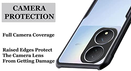 Image of A rtistque Clear Hard Transparent Acrylic Armor Anti-Drop Shockproof TPU Edge Back Cover Case for Vivo Y100 - Black