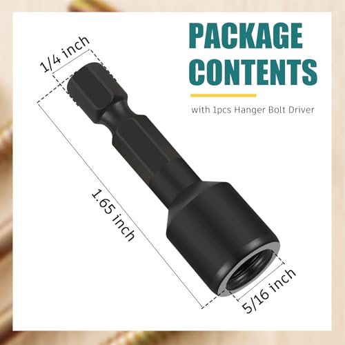 Image of Hicarer 20 Pack 5 /16-18 x 4 Inch Hanger Bolts Double Headed Bolts with Driver Self Tapping Screw Threaded Rod Screws for Furniture Double Headed for Wood Furniture Joint