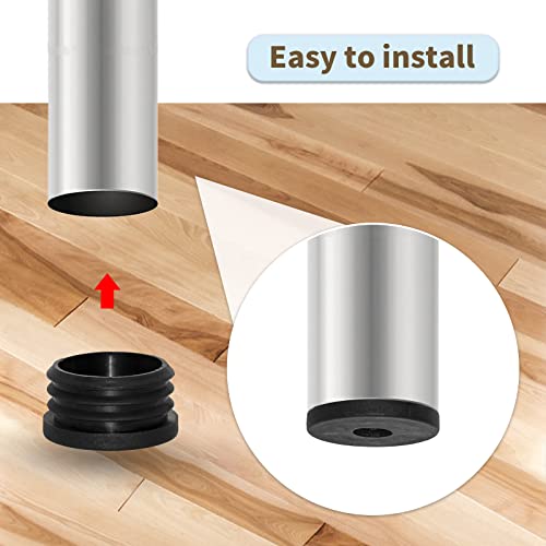 Image of Flyshop Black M10 Threaded Plastic Plugs Round Tube End Caps Tubing Plugs Inserts Furniture Glider 38 mm Diameter 4 Pcs