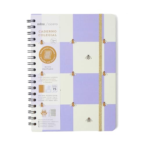 Caderno Espiral Melissa Pautado 17X24 Casa Das Abelhas Lilás 80 Fls, Cicero