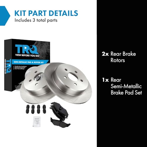 Image of TRQ Rear Semi Metallic Brake Pad and Rotor Set