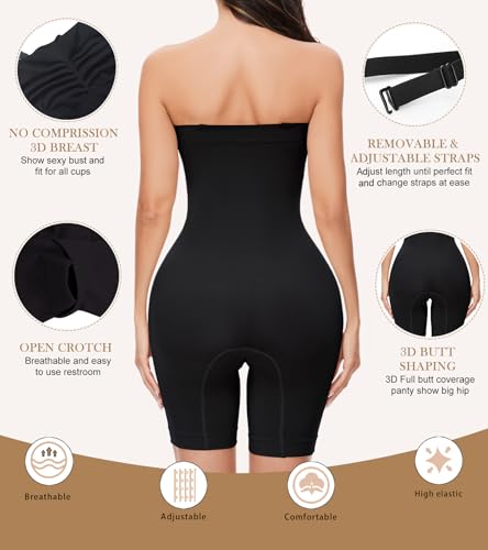 Strapless Shapewear Bodysuit Body Shaper for Women Under Dress Butt Lifter Tummy Control Full Body Shapewear4