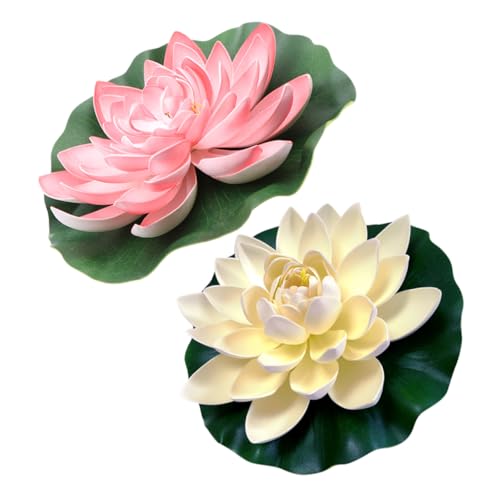 LIFKOME Artificial Lotus Flowers 2pcs Simulation Pond Plants 28cm White