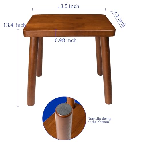 13.4inch Wooden Step Stool for Adults,Small Wooden Stool with Non-Slip Feet,Removable Plant Stand,Compact Square Design for Bedroom Office Bathroom Garden(Brown, Large) by GZQXHOME - Image 6