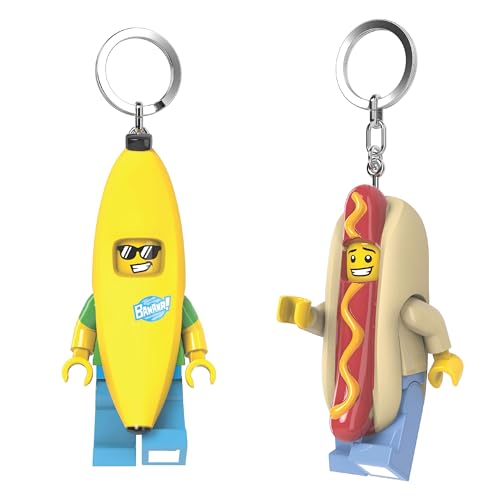 LEGO Minifigures Banana Guy & Hot Dog Man Keychain Light Bundle