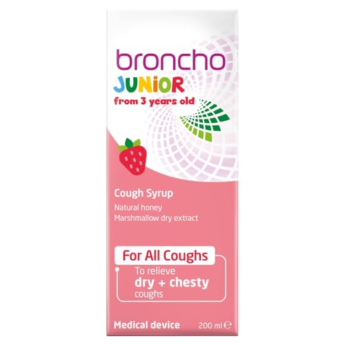 Bronchostop Junior Cough Syrup (200ml - 3 to 11 Years) - Cough Medicine For Children - Non Drowsy Cough Syrup for Kids - For Throat Mucus & Relief from Dry & Chesty Coughs - Alcohol Free
