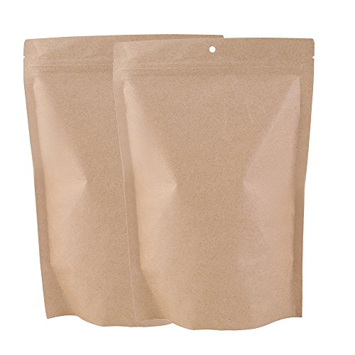QQ Studio 100 Pcs Brown Stand Up Kraft Pouches for