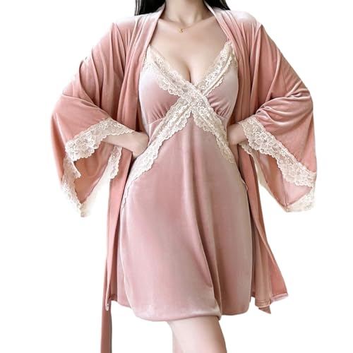 Ensemble de peignoir d'été contre les nuits fraîches : confort velours et dentelle