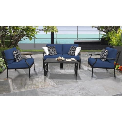 TK Classics Kathy Ireland Madison Ave. 5 Piece Aluminum Patio Furniture Set 05c in Navy - Thumbnail 2
