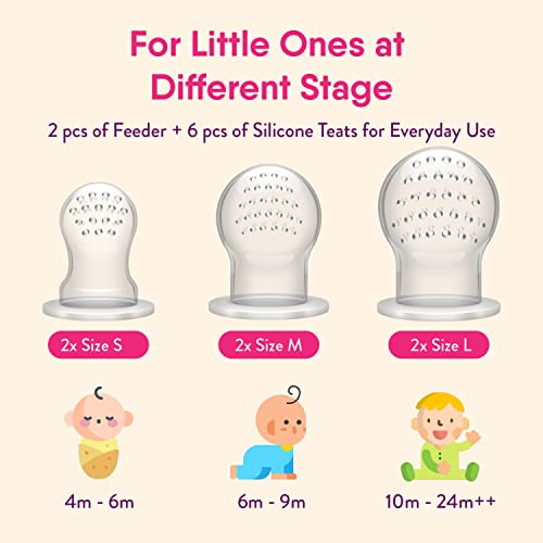 Naturebond Baby Food Feeder/Fruit Feeder Pacifier (2 Pack) - Infant Teething Teether | Includes Additional Silicone Sacs #TOP2