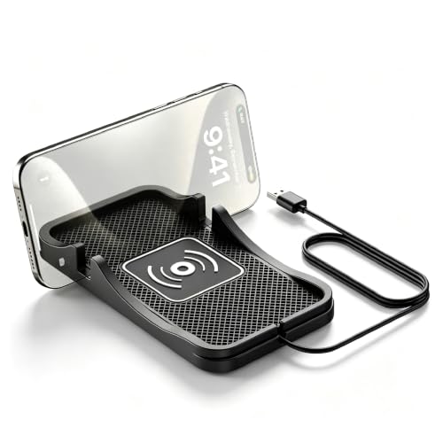 Car Wireless Charger Pad for Cadillac XT4 2019-2025, Textured Grip Charging Mat with Easy-Clean Surface and Phone Stand,A-USB
