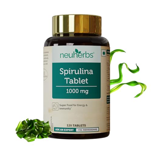 Image of Neuherbs Spirulina 1000mg Per Serving - 120 Tablets | Boost Energy, Immunity & Metabolism | Supports Weight Management |