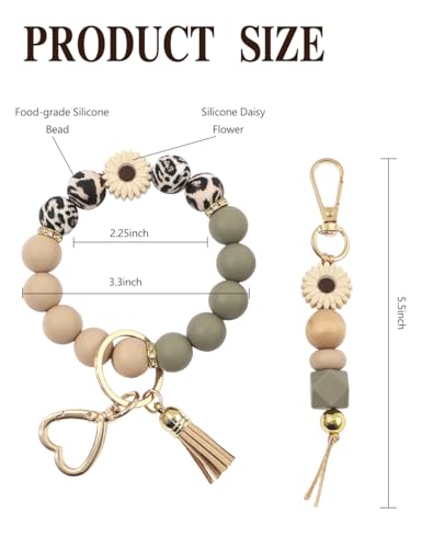 2PCS Silicone Beaded Wristlet Keychain Set, Upgraded Key Ring Bracelet Keychains for Women - Image 5