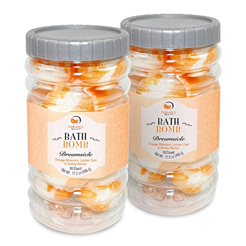 Nature's Beauty Dreamsicle Bath Bomb Gift Set Multi-Pack - Orange Blossom, Lemon Zest & Honey Nectar Scent Made W/ Orange Peel Extract, Coconut Oil + Vitamin E, 17.5 Oz |10 Ct Ea (2 Pack) #TOP28