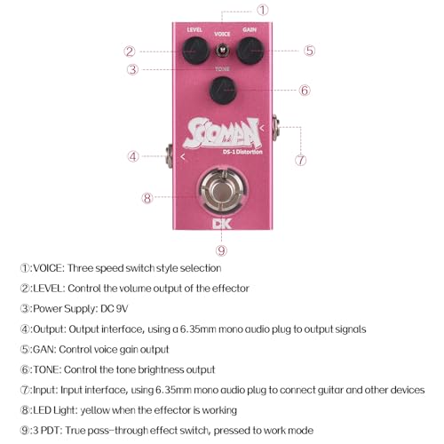 Jemora DK Soloman Pédale de distorsion Pédale d’effets de guitare électrique True Bypass Coque métallique DC 9 V 6,35 mm Interface d’entrée/sortie Mini effecteur de distorsion de guitare - Les Beatles, Paul McCartney, John Lennon, RIngo Starr, George Harrison Jemora DK Soloman Pédale de distorsion Pédale d'effets de guitare électrique True Bypass Coque métallique DC 9 V 6,35 mm Interface d'entrée/sortie Mini effecteur de distorsion de guitare – Image 6