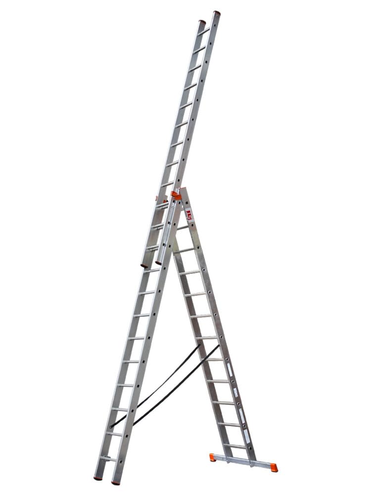 Vielzweckleiter 3x12 Sprossen, 3-teilige Alu-Kombileiter, max. Arbeitshöhe 9,25 m