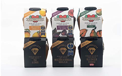 Pack de 6 Mermeladas - Sabores: Higo, Melocotón y Pera - Tarros de Mermelada Premiada Internacionalmente - Mermeladas Gourmet 100% Fruta de Producción Propia - 6x230G Cover