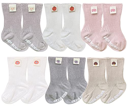 Image of QandSweet Baby Boy Combed Cotton Socks Toddler Ankle Sock Non-Skid for Newborn Infant Childrens