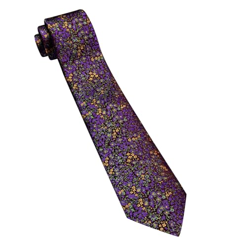 Image of Barry.Wang Floral Ties for Men Flower Necktie with Tie Clip Formal